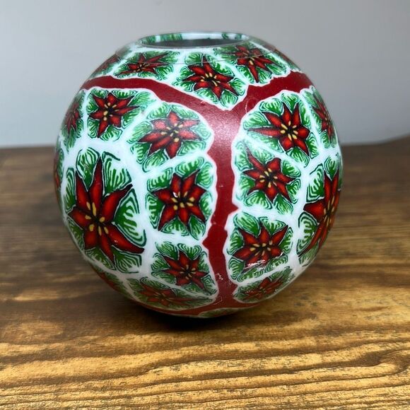 MAGIC GLOW CANDLE Christmas Mood Sitting Venetian Glass Technique Unscented - Picture 1 of 6